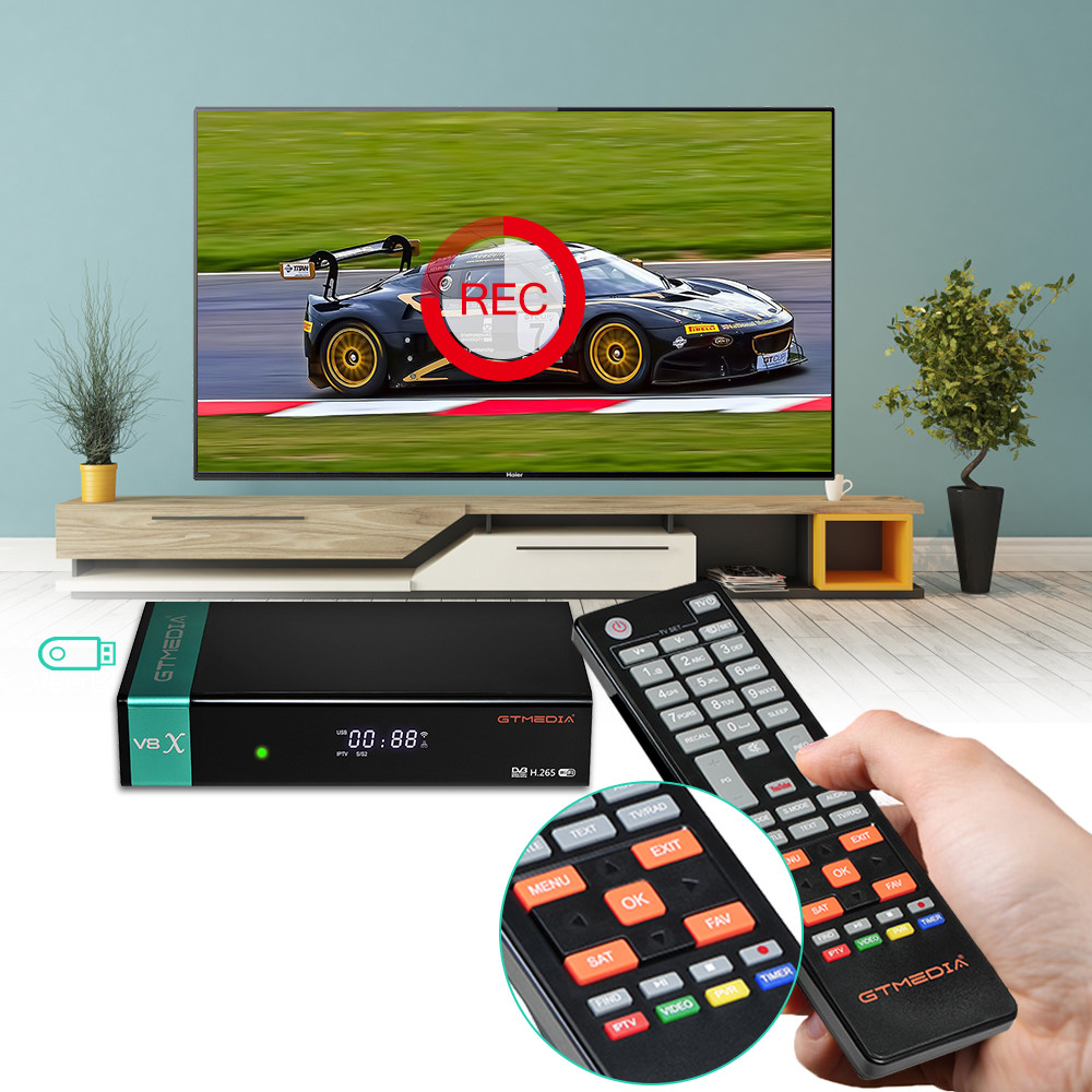 GTMEDIA V8X Satellite Receiver DVB-S/S2/S2X 1080P HEVC H.265 10bit TV Decoder