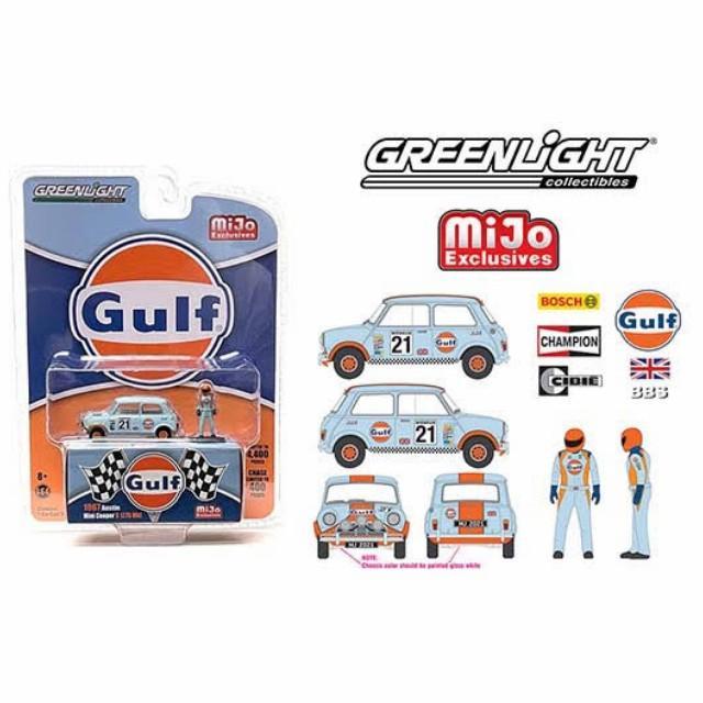 1/64 Greenlight 1967 Austin Mini Cooper Gulf w Driver Figure MiJo