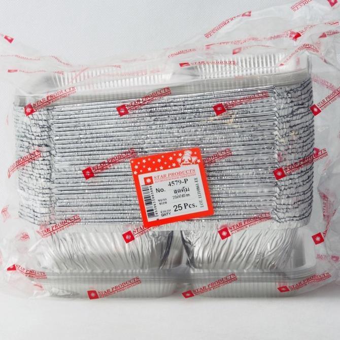 Aluminium Tray 4579-P / 900Ml Isi 25Pc Sekat 2 + Tutup Murah