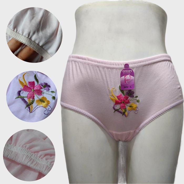 Celana Dalam Wanita Bordir Bunga JUMBO CD Wanita Polos Bordir CD Ibu Hamil Ecer XXXL XXL XL L - 12