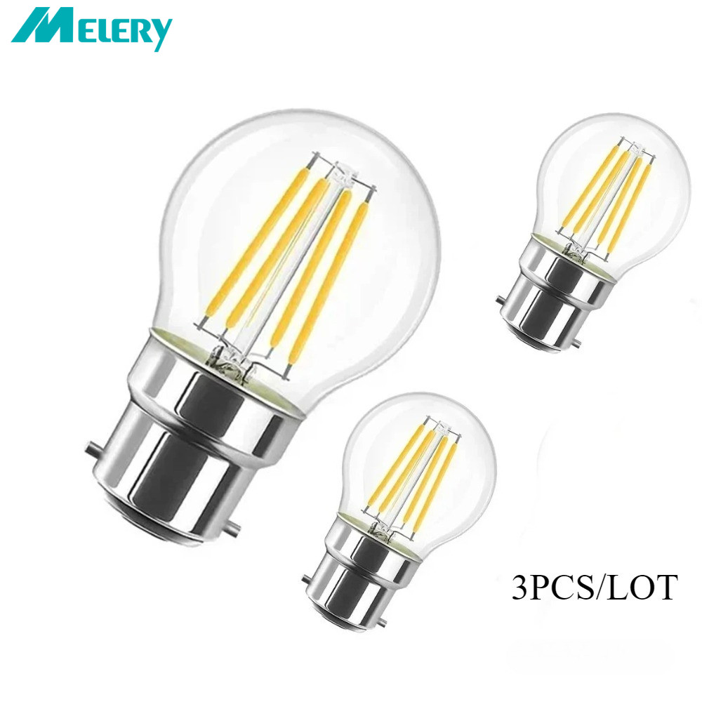 Melery B22 Filament LED Light Bulb 4W Incandescent Bayonet Lamp G45 2700K Warm Cold Day White