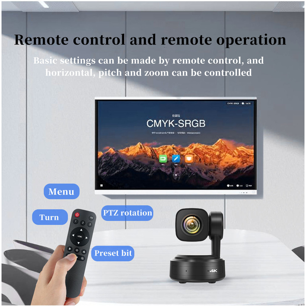 4K PTZ Webcam AI Tracking Camera 3X Optical Zoom+16X Digital Zoom Auto Focus for Youtube Living