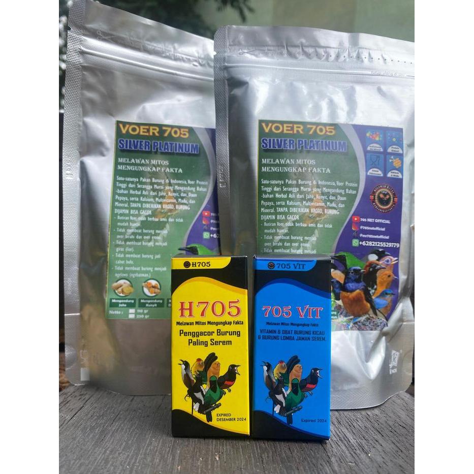 BUNDLING H705 705VIT, Paket Bundling Pakan Burung Kicau Lengkap dengan Voer dan Vitamin H705 + 1 705