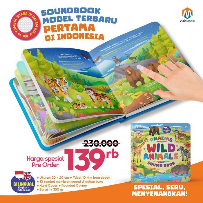 Visi Mandiri Amazing Wild Animals Sound Book Buku Bersuara Bilingual Indonesia Inggris Boardbook