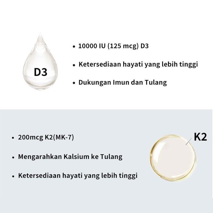 New Youthvita Vitamin D3 K2 10000Iu(Kandungan Vit D3 5000Iu Ganda)Sendi Gigi Tulang Jantung 180