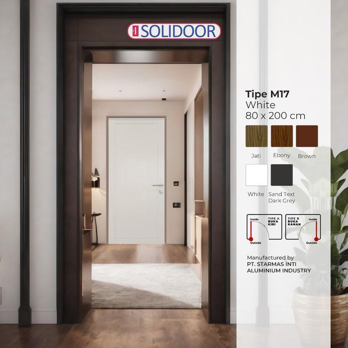 SOLIDOOR M-17 Pintu Aluminium 80x200 cm | Kuat, Tahan Cuaca & Mudah Dipasang | Pintu Rumah - Pintu K