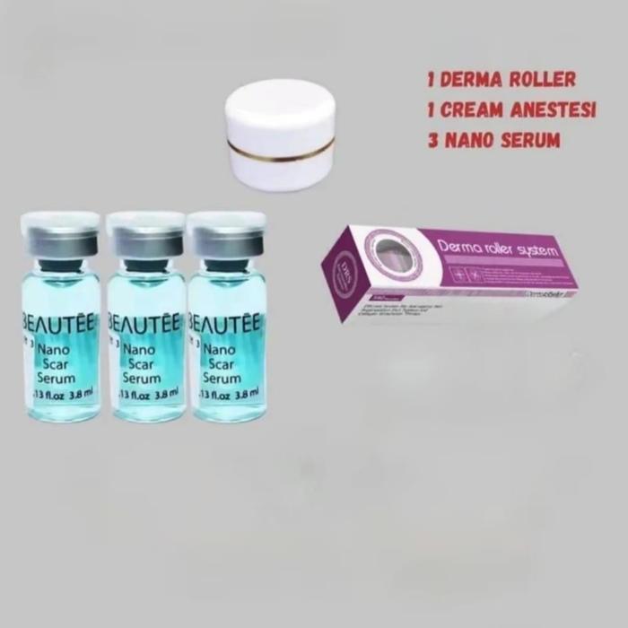 Set Perawatan Wajah Derma Roller dengan Serum dan Krim Anestesi untuk Bekas Jerawat