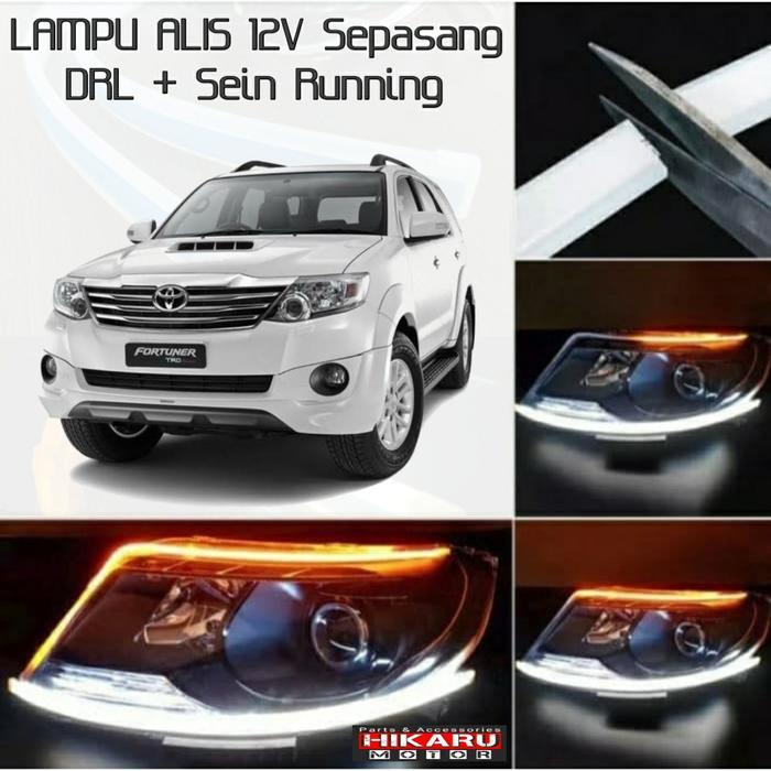 Lampu Alis Mobil Toyota Fortuner Led Drl Car Sein Signal Running Headlamp 2Pcs Sen Jalan Mengalir