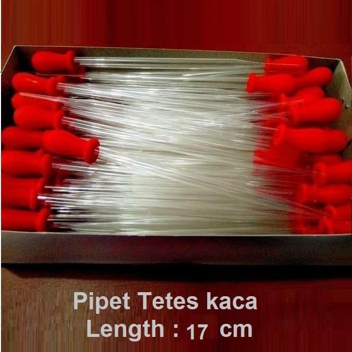 Pipet Tetes Kaca Panjang 15 Cm Karet Merah Isi 100 Pcs