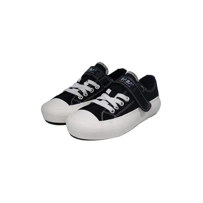 SABA KIDS Jason Sepatu Sneakers Sekolah Anak Kanvas Hitam Putih - Ukuran 31 Sepatu Sneakers Sekolah 