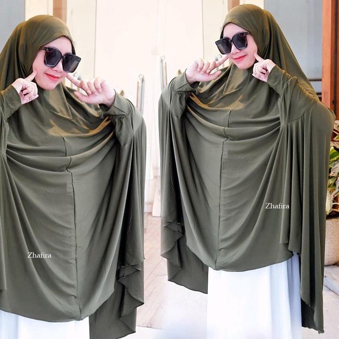 TERLARIS Almira Lengan Polos Jumbo Hijab Jersey Nyaman Dipakai by Zhafira hijab ( HAJI & UMROH )