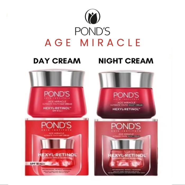 Terlaris Ponds Age Miracle Day Cream & Night Cream 9G - Pelembab Wajah Ponds - Cream Siang Malam