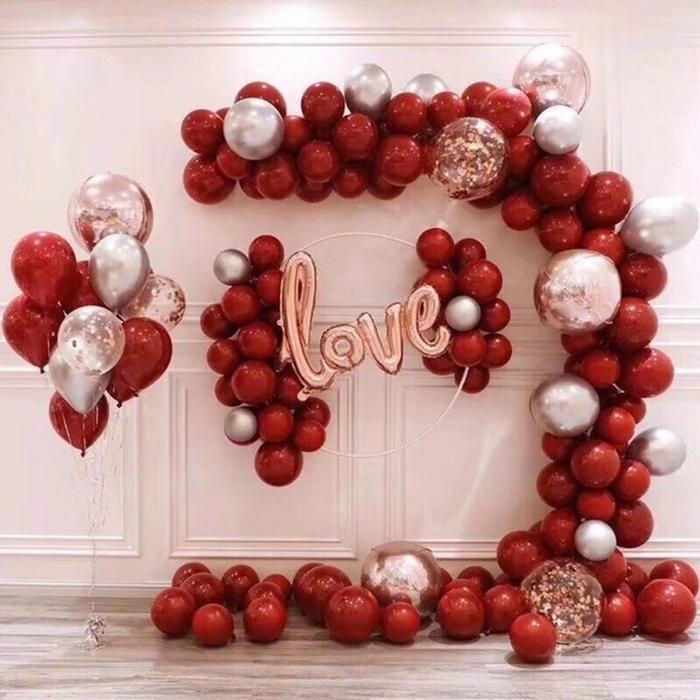 Paket Dekorasi Merah Maroon Balon Buah Diskon Sell