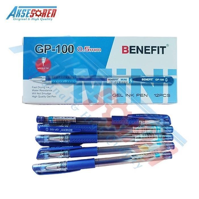 Aksesoren Pulpen Gel [GP-100/12Pcs] Ballpoint Bolpen 1 Pack - Biru