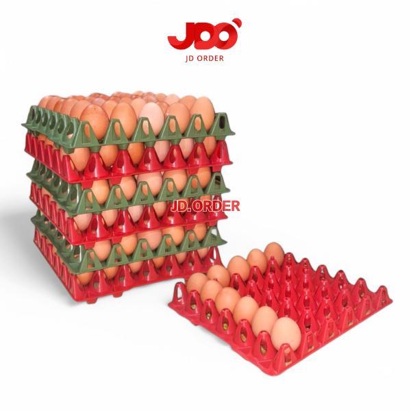 Paket (6Pcs) Egg Tray Plastik Tempat Telur, Rak Tatakan Telor Plastik 30 Butir Merah Biru Hijau