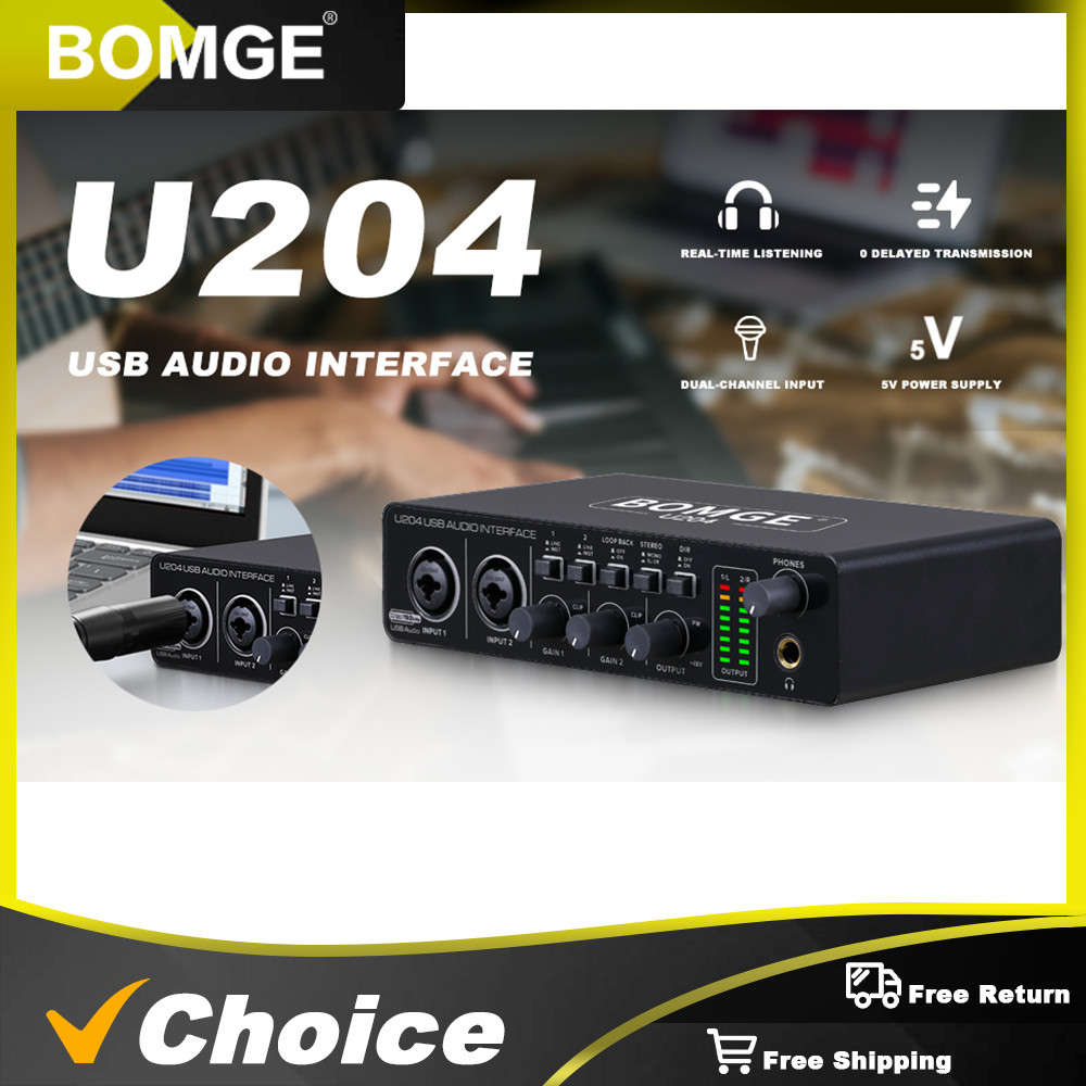 BOMGE U204 USB Audio Interface for Mac 32Bit/192kHz Podcasting Streaming for Vocalist Producer with