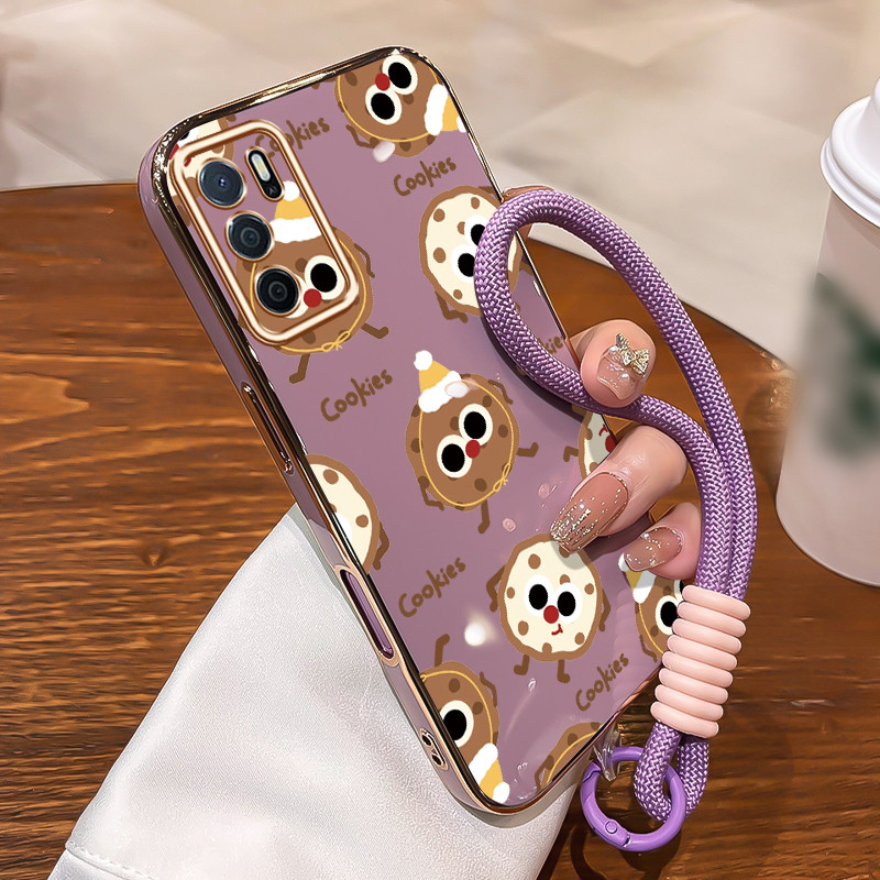 Casing Untuk OPPO A16 A16s A54s Case Casing pola Emoji Cookie Kasing HP Kesing mewah Silikon Softcas