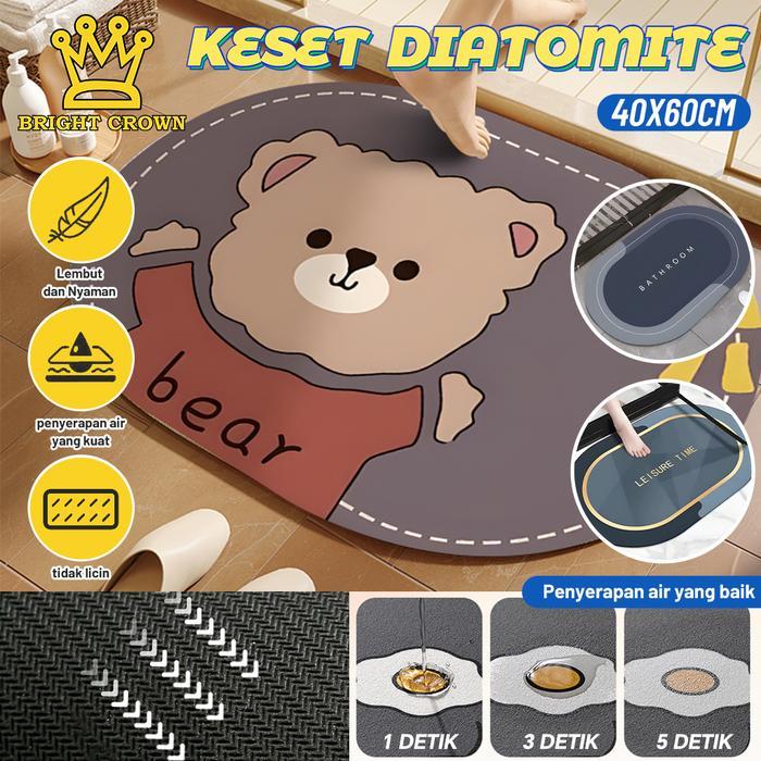 NEW Bright Crown Keset Diatomite Bundar / Keset Kaki Anti Bau Nyerap Air