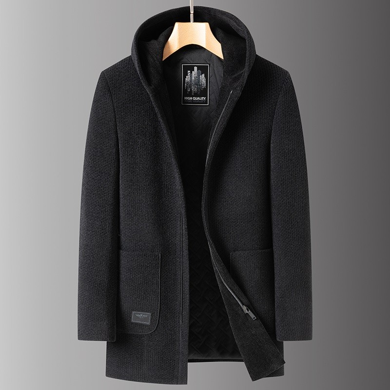 Batmo 2023 Arrival Autumn&Winter Wool Hooded Trench Coat Menmale