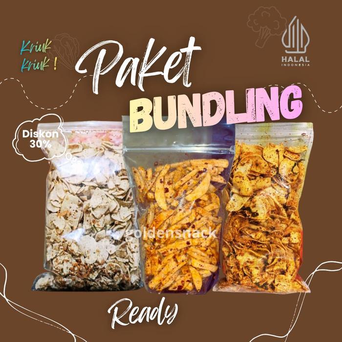 2 bungkus 500g basreng pedas original bonus 1 bungkus goldensnack