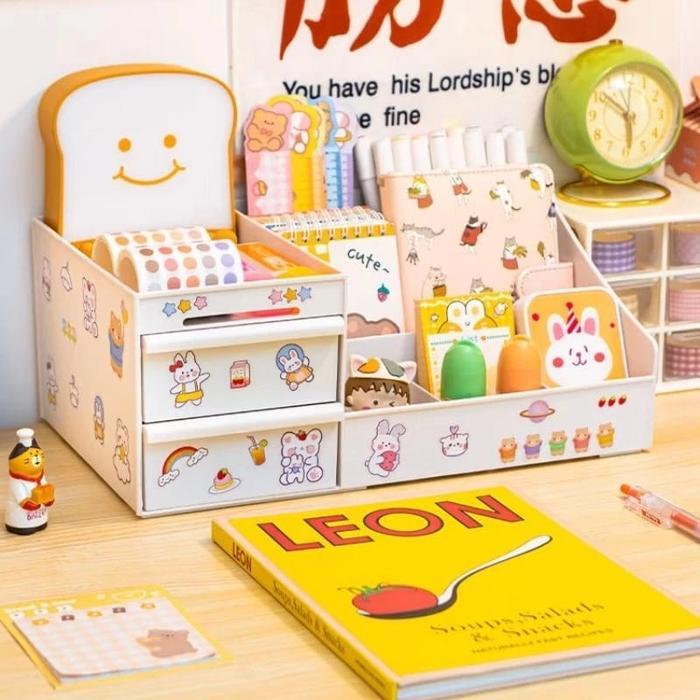 [COD] Rak Cosmetics Storage 2 Laci Gratis Stiker Lucu - Rak Domi / Rak Makeup / Rak Kosmetik 2 Laci