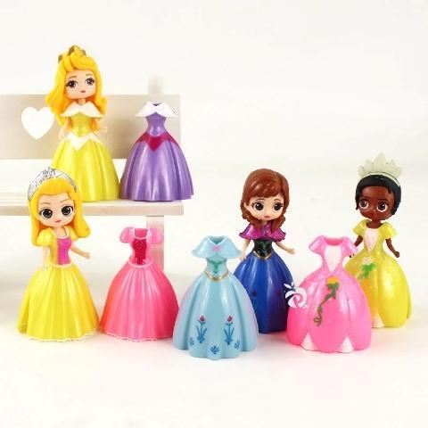 HOT SALE PRINCESS FROZEN SOFIA GANTI BAJU 12 DRESS 24 MAINAN FIGURE SET MINIATUR TOPPER FG711