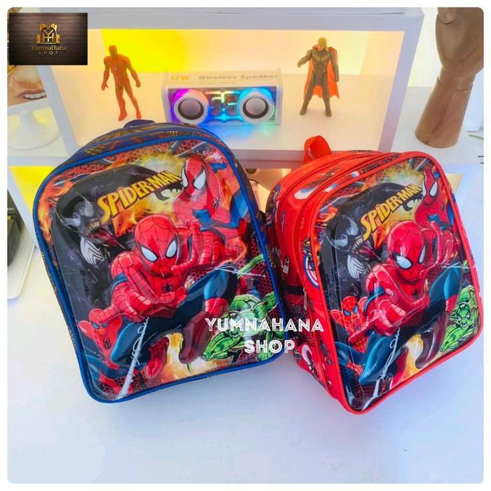PR0M0 [YumnaHanaBags] Tas Ransel lampu LED 3D timbul Karakter spiderman anak sekolah laki laki