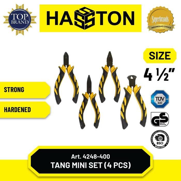 Tang Mini set 4.5 inch 4 pcs HasstonTang Kombinasi Potong Lancip Gegep Toolsmart