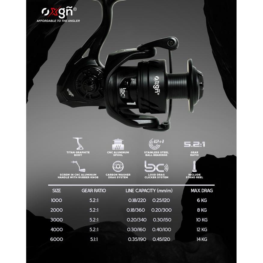 REEL PANCING OXGN BLACK DEMON SW 1000 2000 3000 4000 6000 12+1 BB Carbon Drag Washer