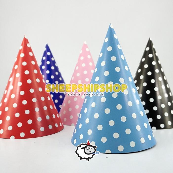 Promo Topi Ulang Tahun Kerucut Besar Polkadot Birthday Cone Party Hat Terlaris