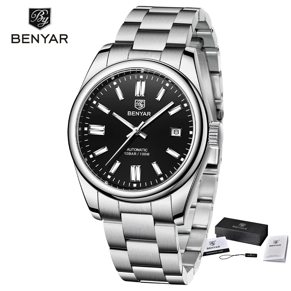 New BENYAR Luxury Automatic Watch 10ATM Waterproof Stainless Steel Men Mechanical Wristwatches