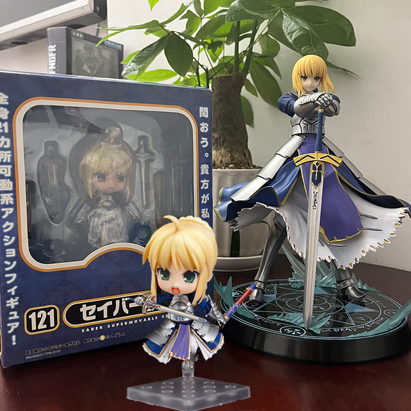 23CM Saber Anime Fate/Stay night Figure 121 Lily Figure Knight King Saber Caliburn Battle Scene