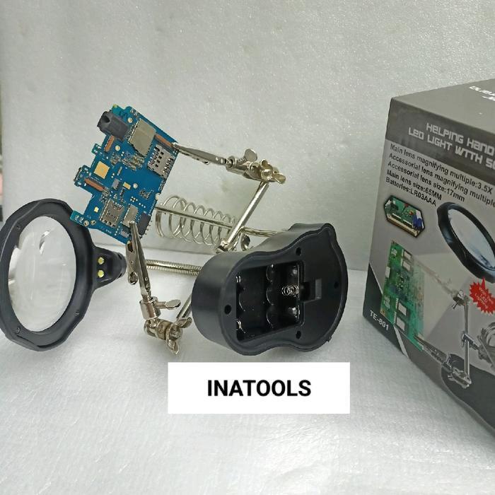 RAGUM LED Kaca Pembesar dengan Stand Solder TE 801 4IN1
