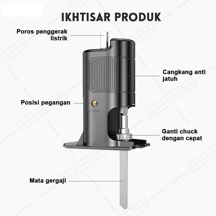 Cod Mesin Adapter Jigsaw Gergaji Mesin Adapter Reciprocating Jigsaw Adaptor Bor Ke Gergaji