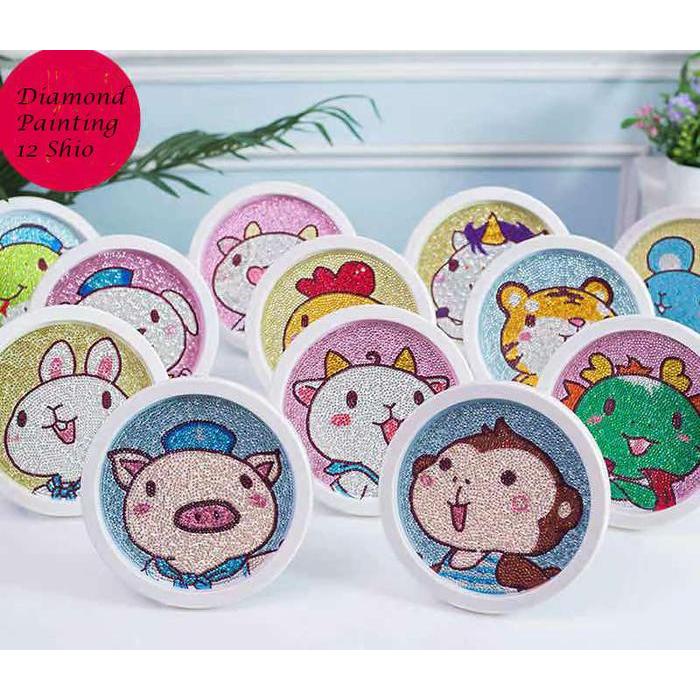 KOMPLIT 5D Diamond Painting DIY Kids Craft lukisan kristal FREE Frame -12 Shio