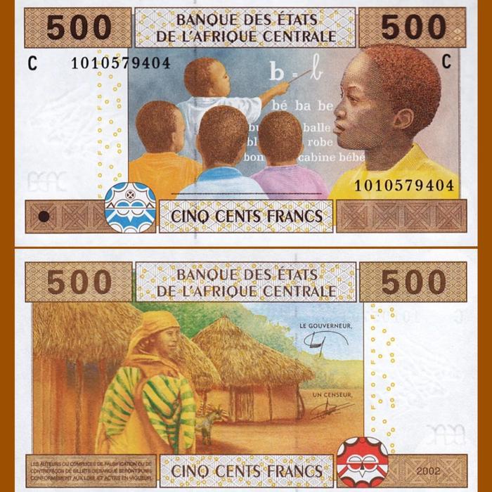 Uang Kertas Chad 500 Francs 2002 Kondisi UNC untuk Koleksi