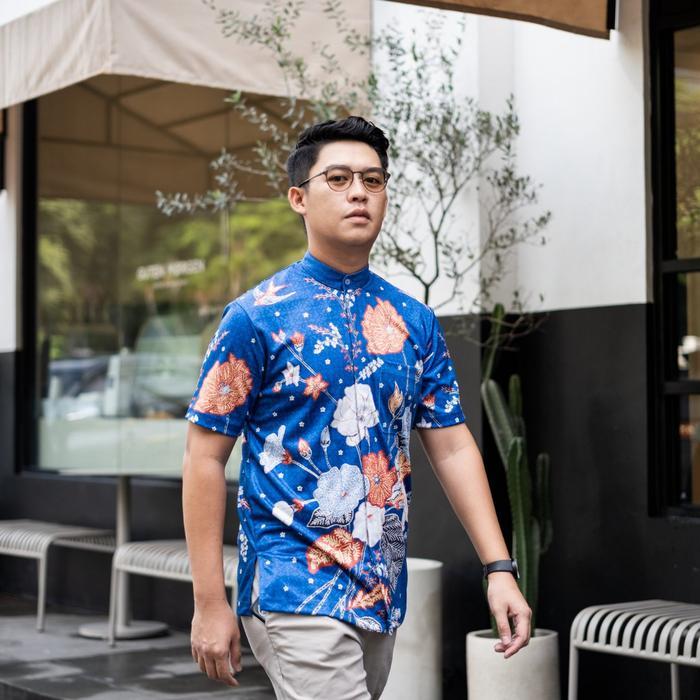Batik Lengan Pendek Kemeja Batik Lengan Pendek - Magani Nosweat - Lunar Blossoms - XS Pendek - Magan