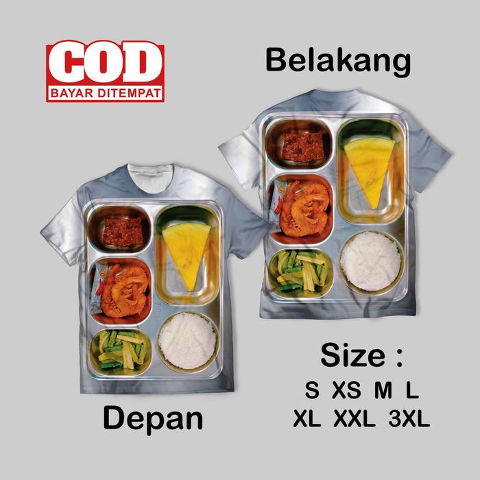 Kaos FullPrint Motif Makanan Program Menu MBG Baru Kaos AOP Motif Makanan MBG Seleraku Depan