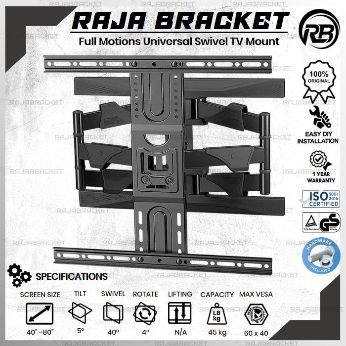 Bracket Tv Swivel Led 40 Inch - 80 Inch Braket Tv Led Lengan 40 42 43 49 50 55 60 65 70 75 80 Inch