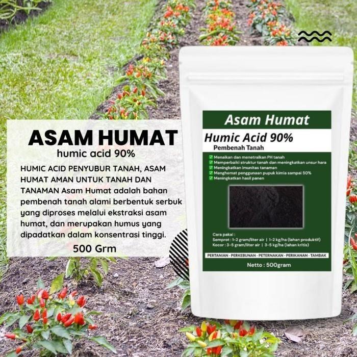 "New" Asam humat powder humic acid 90% 500 gram Asam humat pembenah tanah Tanaman Alami Benih
