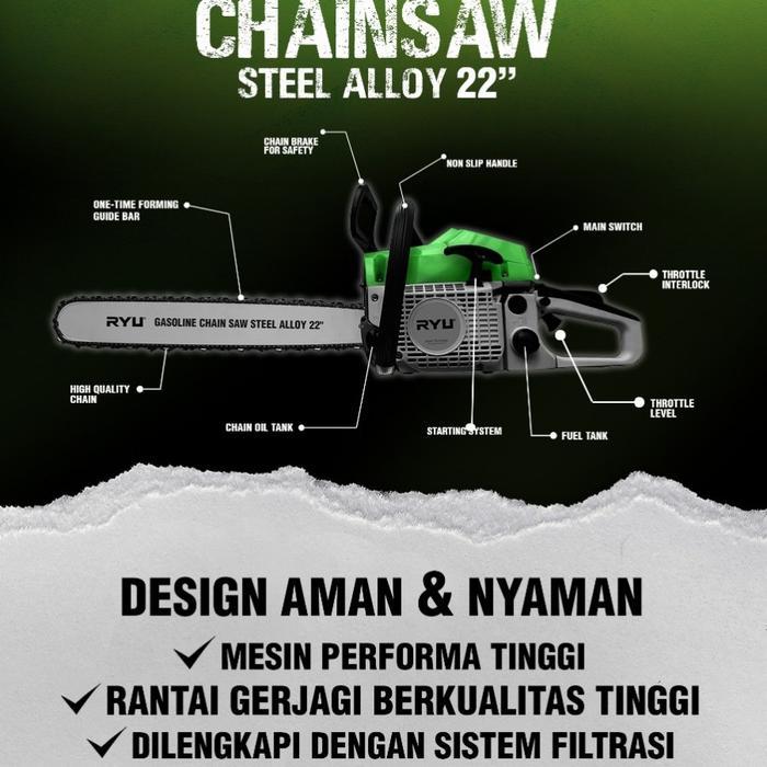 CHAINSAW TEKIRO RYU 22 INCH SENSO SINSO MESIN GERGAJI KAYU POHON