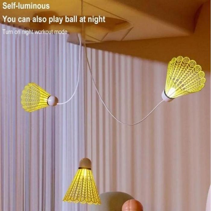 Badminton Trainer Set Dengan Lamp Badminton Rebound Trainer Latihan Tunggal Bulutangkis