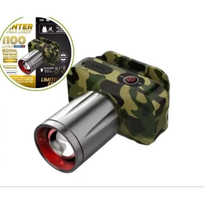 Senter Kepala Zoom Aoki AK-3671A Pro Army Putih