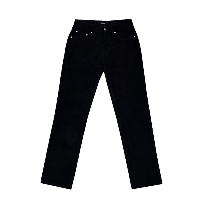 POLICE Corduroy Panjang Celana Panjang Corduroy Pria Regular Fit Bahan Korduroi Hitam - 30 Panjang R