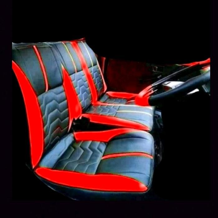 Sarung Jok Mobil Semi Kulit Sintetis L300 Granmax Pickup Carry Fultura dan Truk Lainnya Merah Hitam