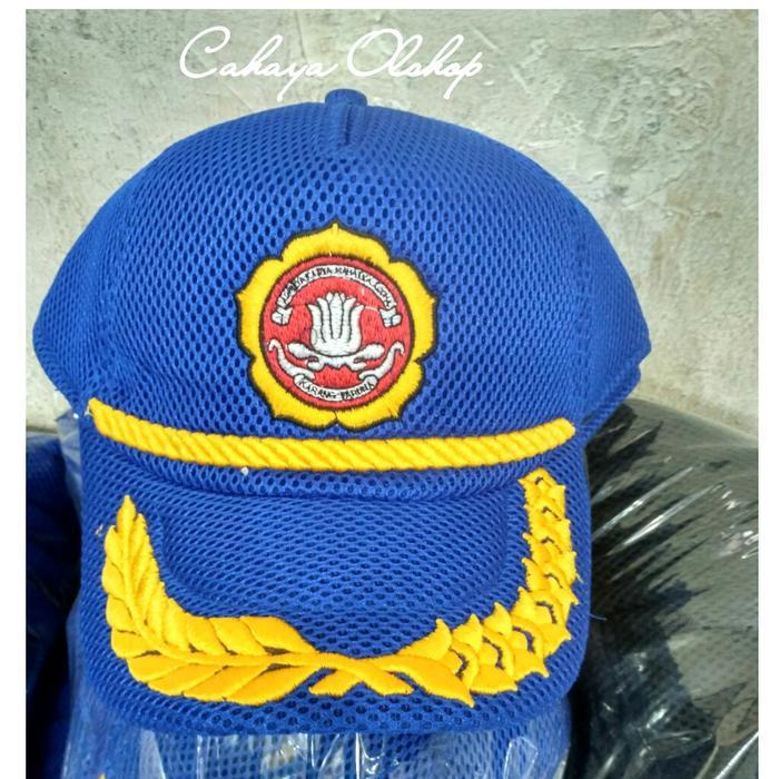 jaring karang taruna Topi Jaring Bordir Karang Taruna Hitam Biru Custom Nama Wilayah taruna hitam da