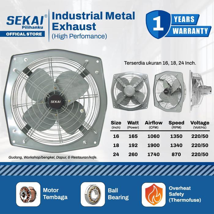 Sekai Kipas Angin Partisi / Industri Metal Exhaust IME 1671 / IME 1871 / IME 2471