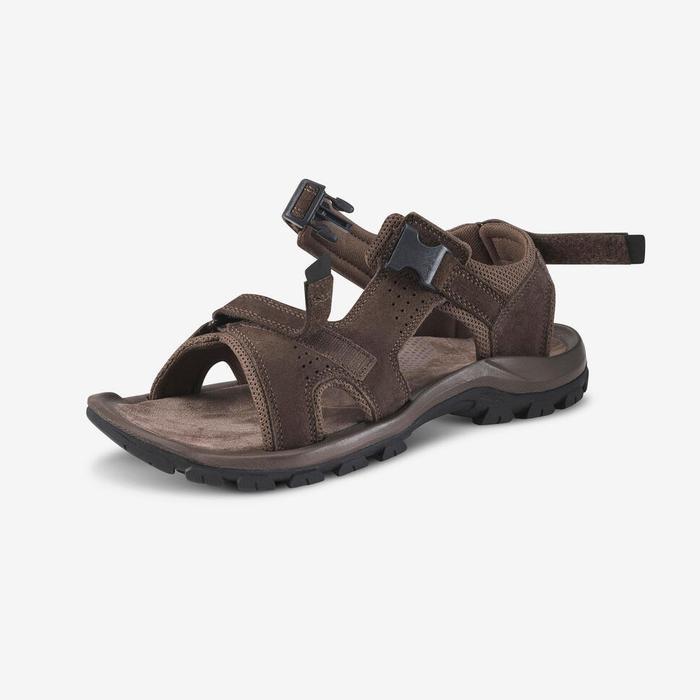 Decathlon QUECHUA Sendal Sandal Hiking Pria Kulit - Sol EVA Nyaman dengan Tiga Strap Penyesuaian - C