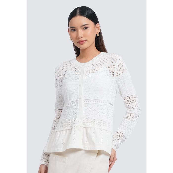 Et Cetera Long Sleeve Textured Knit Cardigan ECRU - ECRU, 6