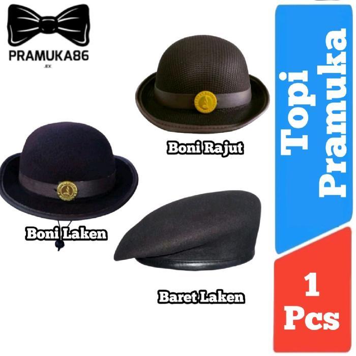 Topi Pramuka Boni & Baret / Topi Boni Laken / Topi Boni Rajut / Topi Baret Laken Pramuka / Topi